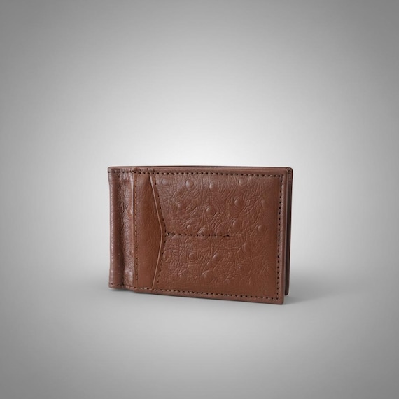 Ostrich Leather Money Clip Wallet for Men | Slim Front Pocket Bifold Wallet | Minimalist Wallet | Luxury Exotic Leather | Gift for Him