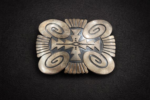 Vintage Southwestern Sterling Silver Belt Buckle, Signed, Optional Leather Belt