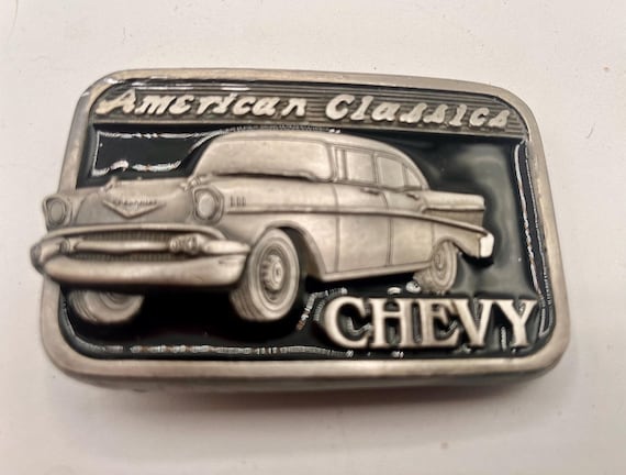 Vintage Belt Buckle Chevy Bel Air, Pewter, Optional Belt