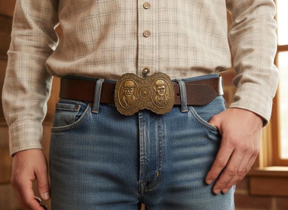 Vintage Belt Buckle Pinkerton’s Gallery New York, Optional Belt