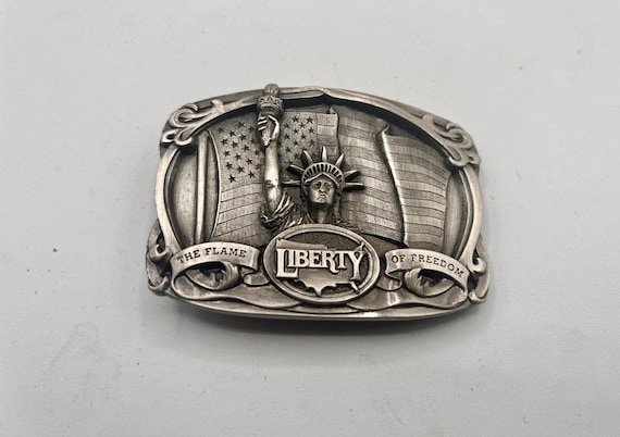 Vintage 1985 Bergamot “Liberty – The Flame of Freedom” Belt Buckle, Optional Belt