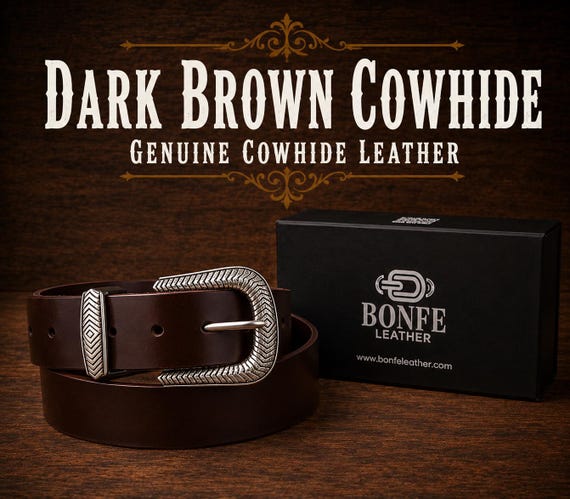 Bridle Leather Ranger Belt - Western Buckle, Casual or Dress