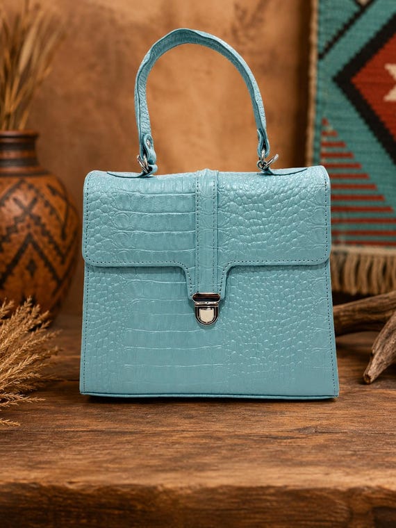 Genuine Alligator Leather Top Handle Crossbody Bag | Luxury Structured Handbag | Designer Style Satchel | Handmade Alligator Purse