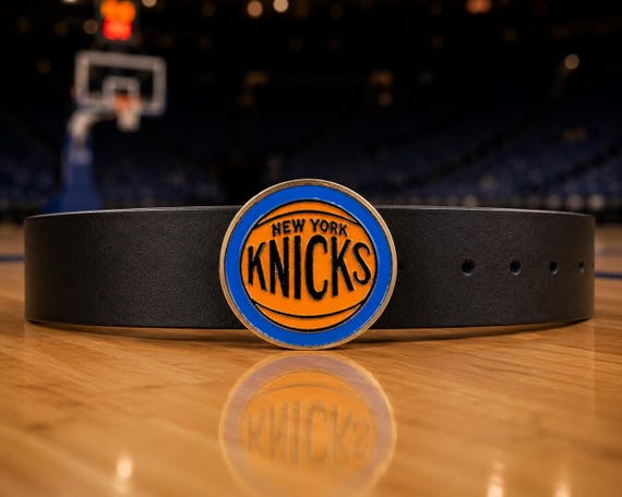 Vintage New York Knicks Belt Buckle Belt | 1969 NBA Collectible Memorabilia | Custom Black Leather Belt | Gift for Knicks Fans