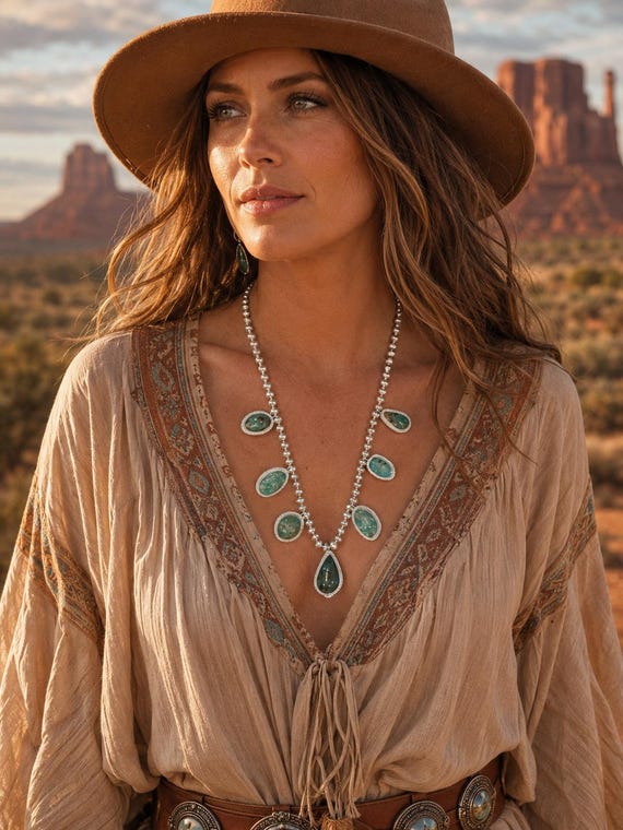 Sterling Silver Royston Lariat Turquoise Necklace – Southwestern Statement Necklace – Genuine Royston Turquoise Navajo Pearl Jewelry 108 g