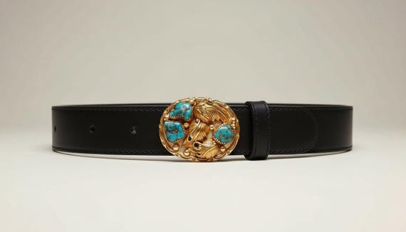 Vintage Southwestern Belt Buckle Genuine Southwestern Turquoise