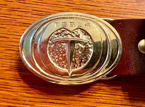 Tesla Buckle - Cowhide Belt | Automotive Style | Custom Fit, Four Colors