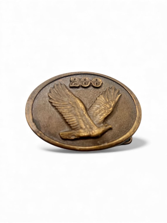 Vintage Belt Buckle, Bicentennial Eagle, Solid Brass, Optional Belt