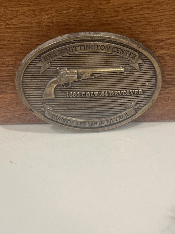Vintage Colt Revolvers Belt Buckle | NRA WHITTINGTON CENTER 1860 Santa Fe | Colt Firearms Collector Buckle | Vintage Cowboy Americana Buckle