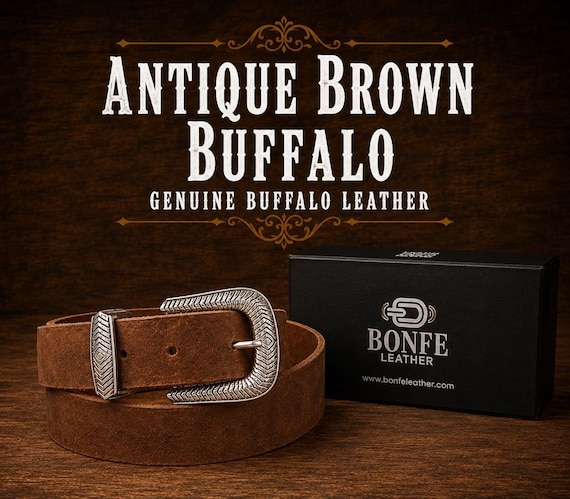 Custom Genuine Leather Belt - Handmade, Various Colors, Standard Buckle Options in Brass or Nickel