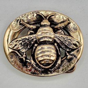 Handmade Brass Honey Bee Belt Buckle, By Silversmith Richard Kaish, w/ Premium Leather Belt