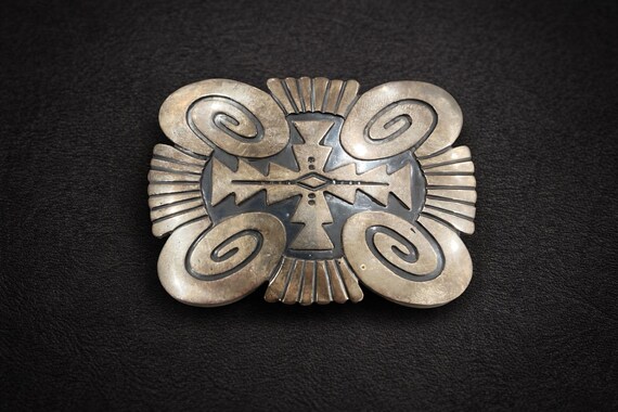 Vintage Southwestern Sterling Silver Belt Buckle, Signed, Optional Leather Belt