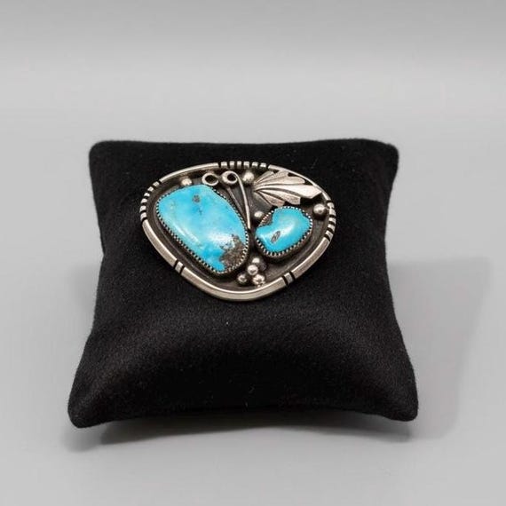 Turquoise Jewelry, Handmade Silver Brooch | Kingman Stone | Southwestern Style | Artisan Accent