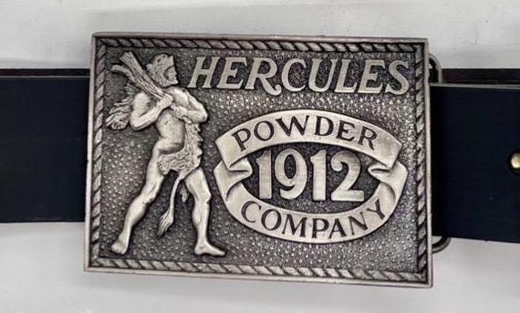 Pewter Belt Buckle: Hercules Design - Handmade Leather Strap