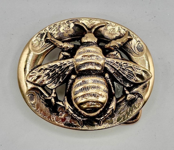Handmade Brass Honey Bee Belt Buckle, By Silversmith Richard Kaish, w/ Premium Leather Belt