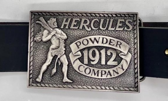 Pewter Belt Buckle: Hercules Design - Handmade Leather Strap