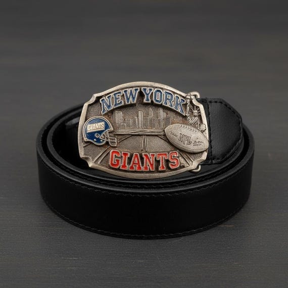 Vintage NY Giants Belt Buckle: 1994 Super Bowl Champion, Custom Leather Belt