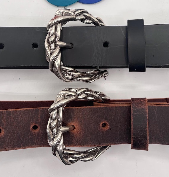 Belt Buckle with Custom Leather Belt, Twist of Fate