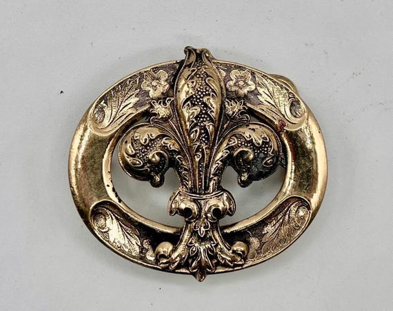 Handmade Fleur de Lis Solid Brass Belt Buckle with Custom Belt