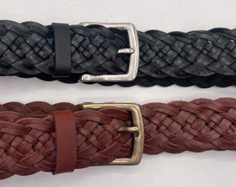 Genuine Cowhide Belt, Hand-cut Braided Leather | Black or  display picture 3