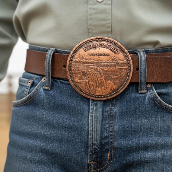 Vintage Belt Buckle Niagara Falls, Copper, Optional Belt