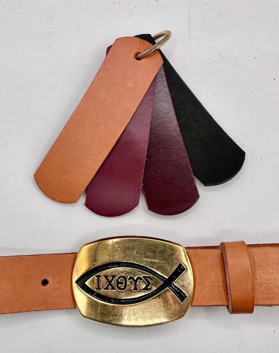 Jesus Fish Belt Buckle with Custom Leather Belt