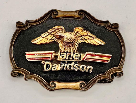 Rare ! Vintage Harley Davidson buckle by Raintree, including custom belt in your choice of four colors.