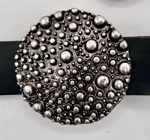 Pewter " Burling  Bubbles " belt  Buckle with Custom leather belt