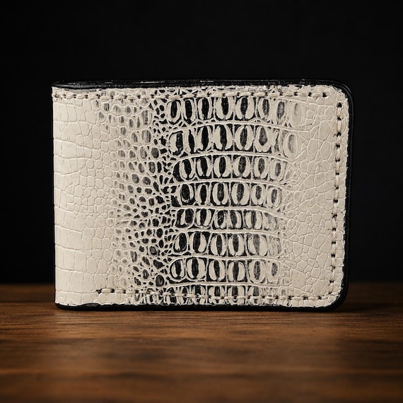 Genuine Himalayan Alligator Leather Wallet for Men, Handmade Bifold Wallet, Luxury Exotic Leather Wallet, Premium Father’s Gift