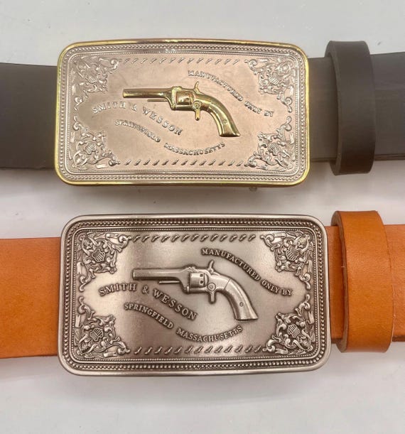 Colt Belt Buckle - Solid Brass with Custom Western Leather