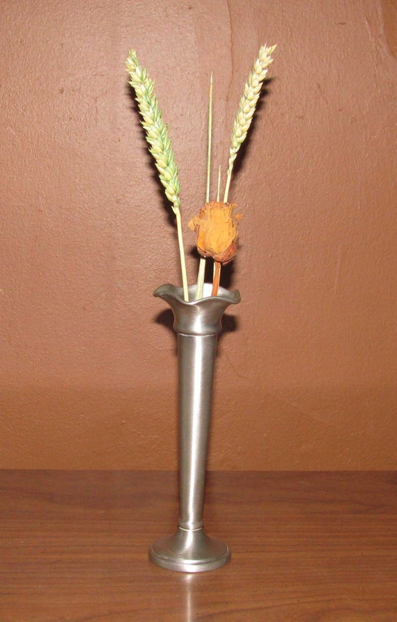Reduced Vintage Pewter Bud Vase Etsy