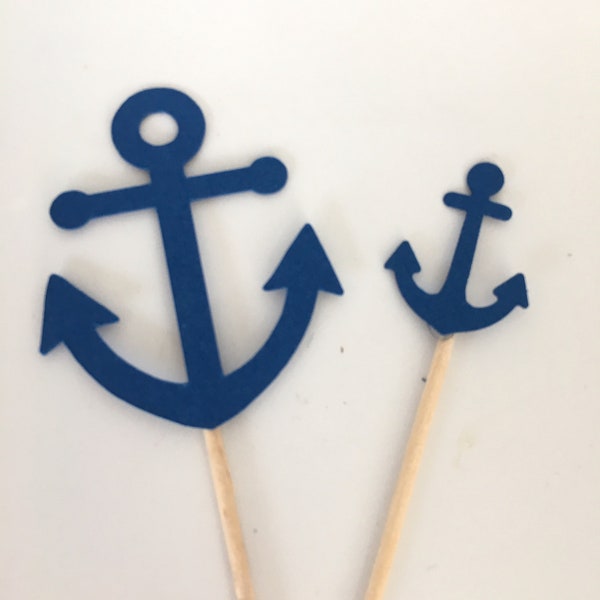 Anchor Cupcake Toppers, Custom Colors, Nautical Theme Party