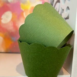 Sage Green Cupcake Wrappers, Textured Finish, Flat Finish
