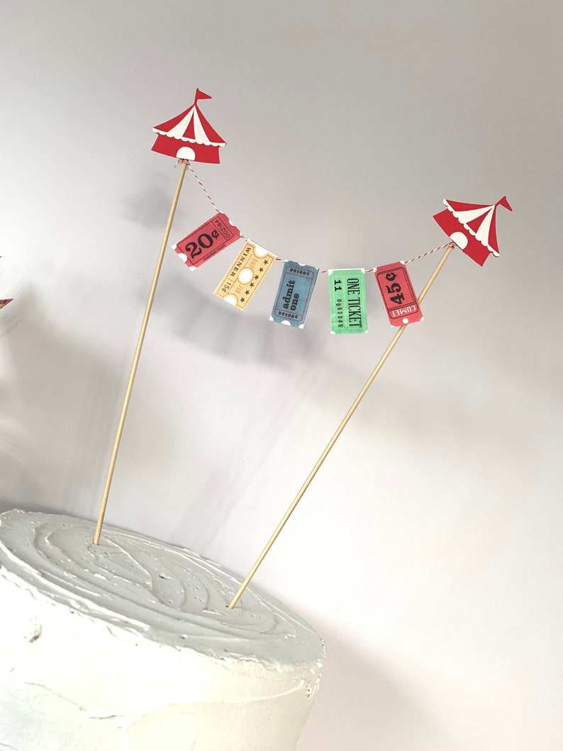 Circus Themed Cake Banner Mini Cake Garland Cake Bunting image 5