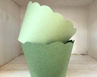 Sage Green Cupcake Wrappers, Textured Finish, Flat Finish