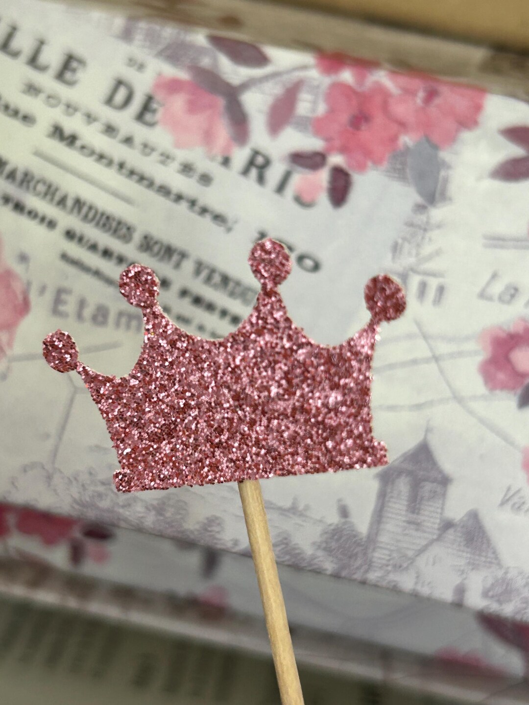 Crown Cupcake Toppers, Princess Party, Glitter Pink Tiara - Etsy