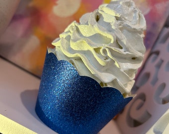 Blue Glitter Cupcake Wrappers, Dark Blue, Royal Blue, Sale