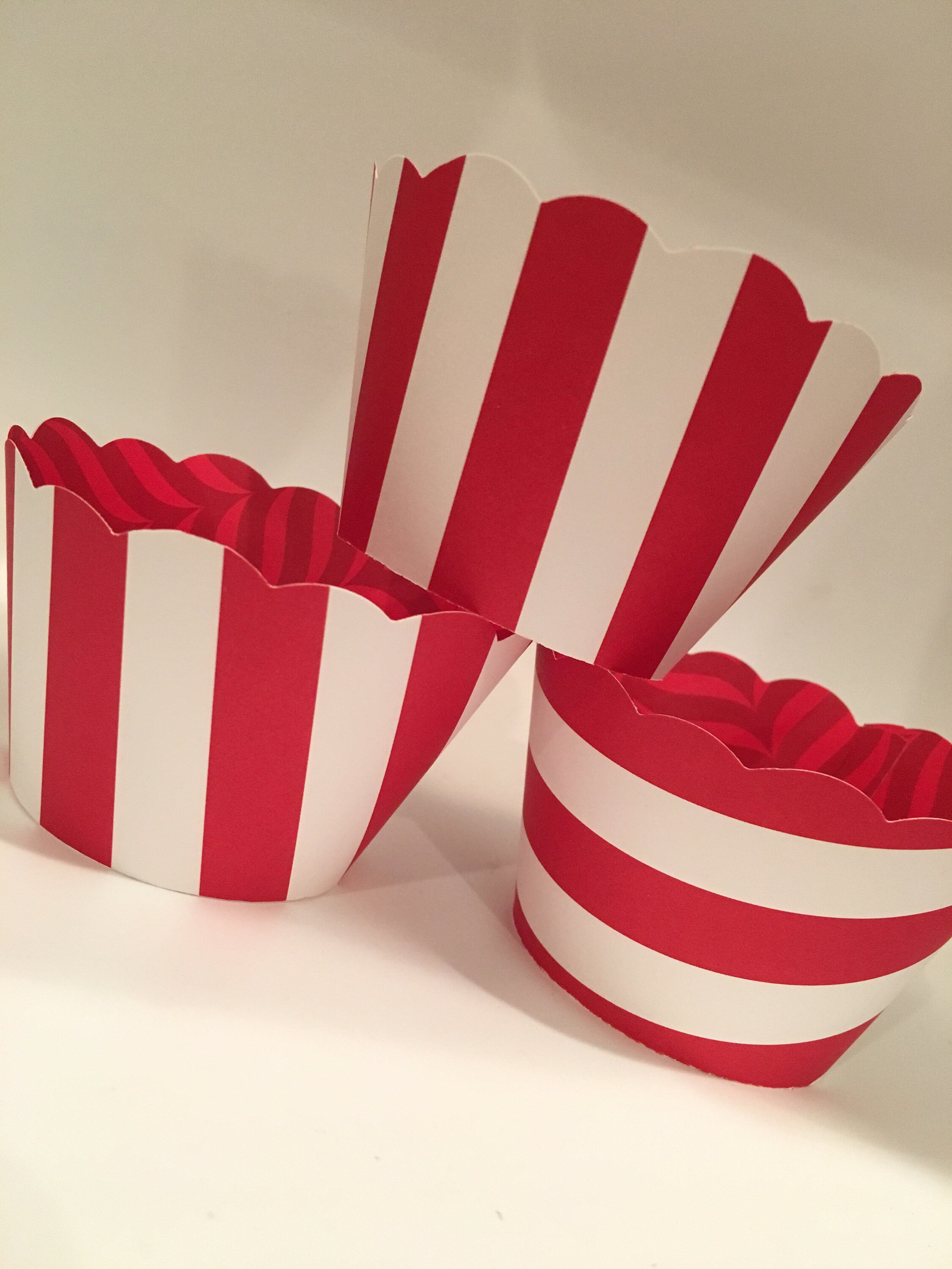 Red and White Stripe Cupcake Wrappers Birthday Circus Etsy