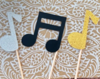 Music Notes Cupcake Toppers, Musical Theme, Custom Colors