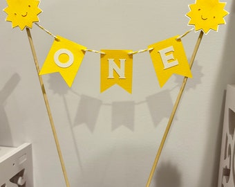 Sunshine Cake Banner, ONE, Birthday Cake Topper