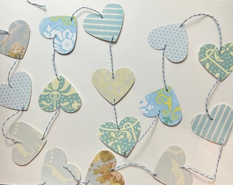 Vintage Heart Garland, Blue Hearts, Something Blue