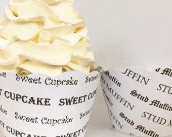 Custom Cupcake Wrappers, Custom Logos, Names and Dates, Weddings, Showers, Events