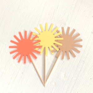 Sunshine Cupcake Toppers, Sunshine Birthday, Baby Shower, Custom Colors image 2