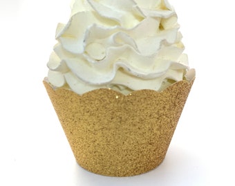Gold Glitter Cupcake Wrappers, Gold Cupcake Wraps