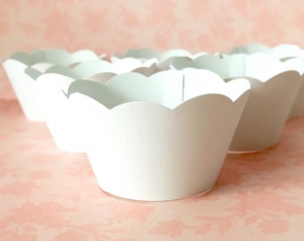 White Pearl Cupcake Wrappers, Smooth or Textured Finish, SALE