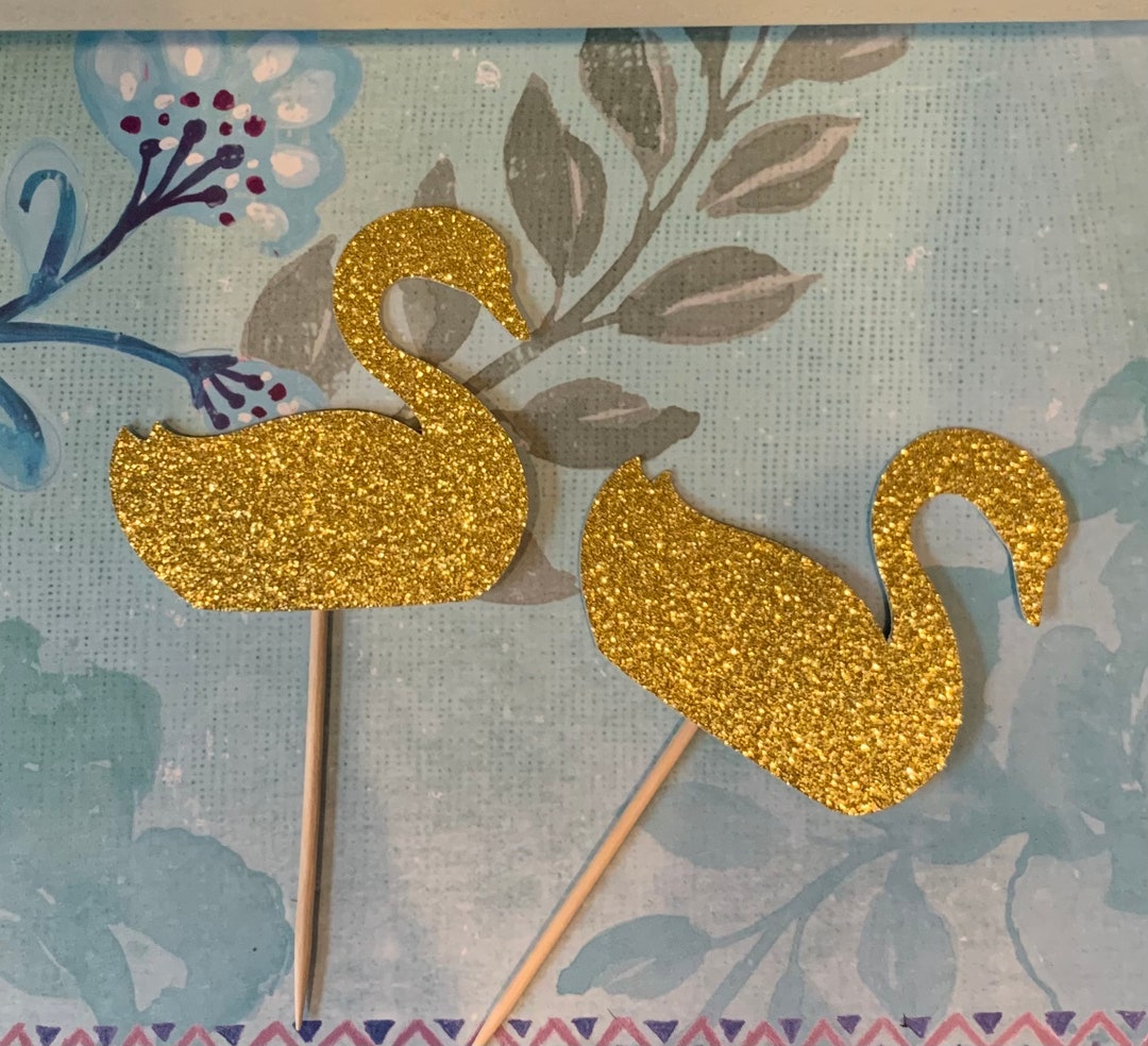 Swan Cupcake Toppers Bridal Shower Baby Wedding Etsy