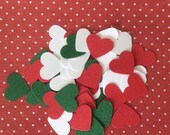 Noël Confetti rouge vert blanc coeurs