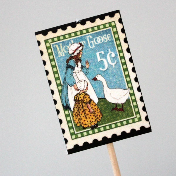 Nursery Rhyme Cupcake Toppers, Mother Goose, Baby Shower, StoryBook Theme