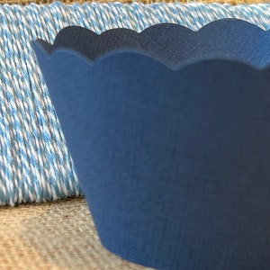 Blue Denim Cupcake Wrappers, Textured Finish,  Wedding, Bridal Shower, Baby Shower Cupcake Wrappers