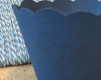Textured Blue Denim Cupcake Wrappers, Assembled